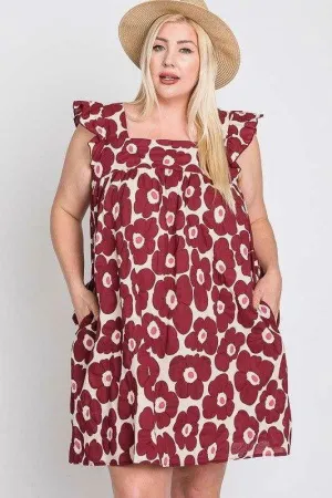 Daisy Print Baby Doll Dress Plus