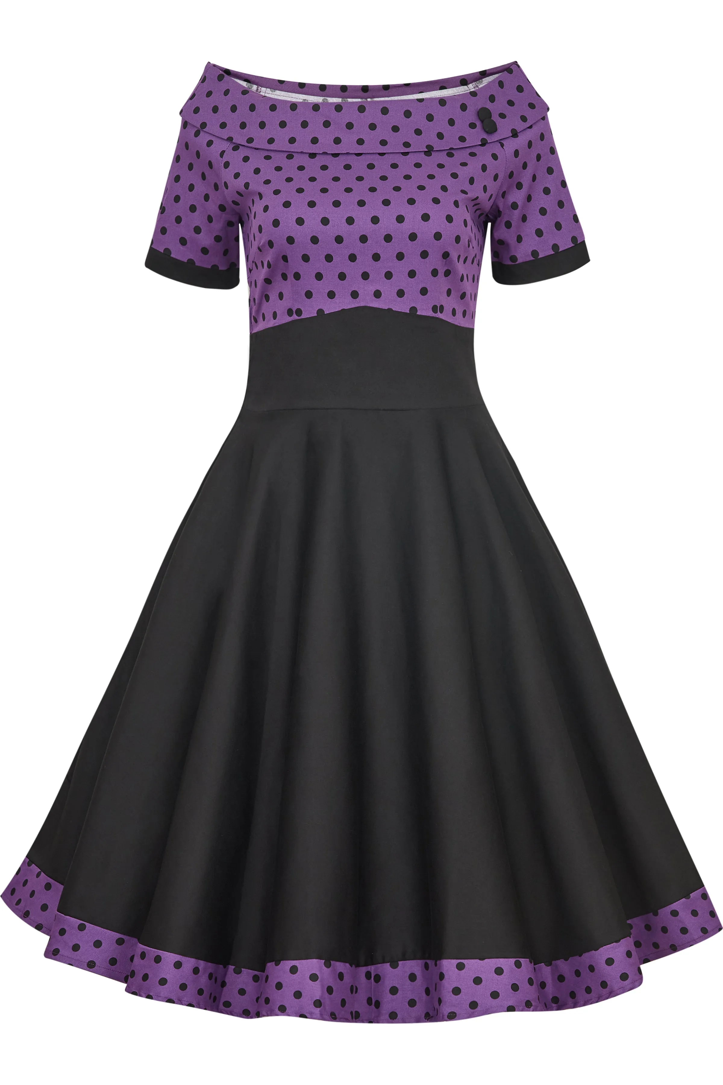 Darlene Purple & Black Polka Dot Circle Dress