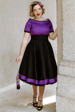 Darlene Purple & Black Polka Dot Circle Dress