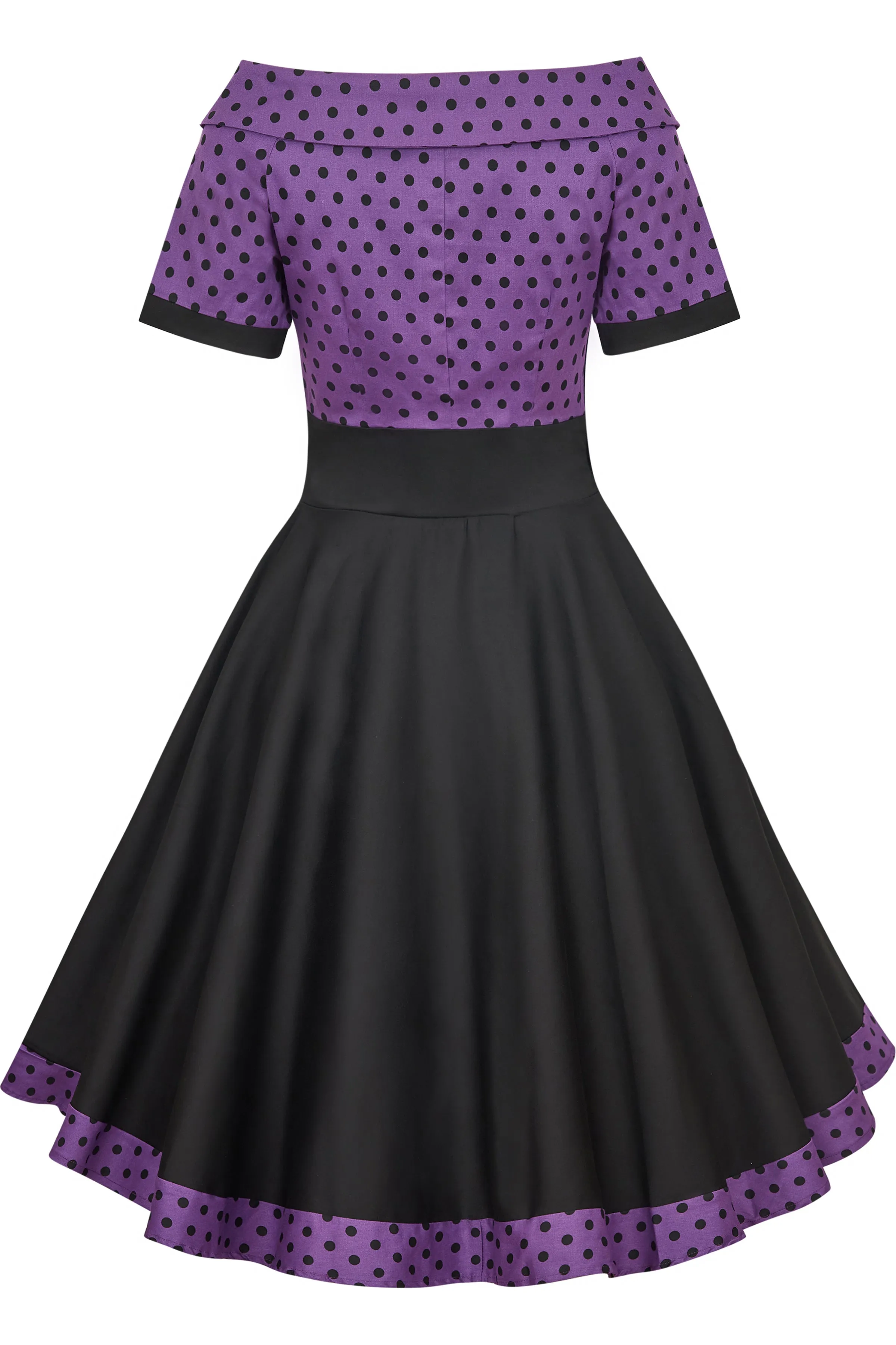 Darlene Purple & Black Polka Dot Circle Dress