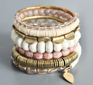 David Aubrey - Mauve and White Wrap Bracelet