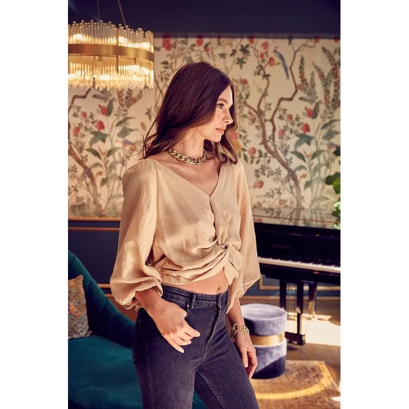DO   BE COLLECTION Front Twist Lantern Sleeves Top