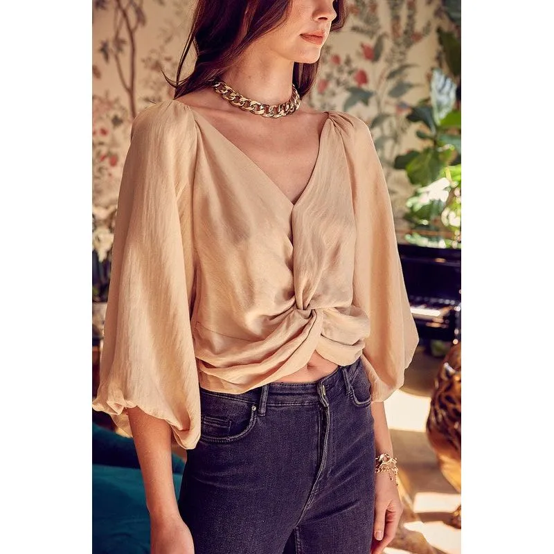 DO   BE COLLECTION Front Twist Lantern Sleeves Top