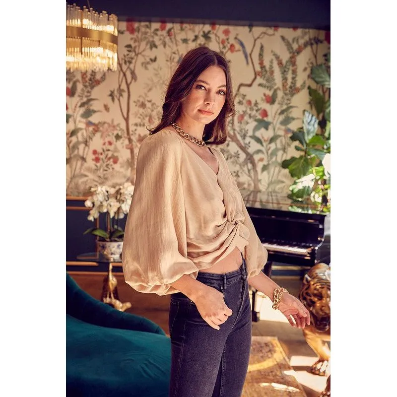 DO   BE COLLECTION Front Twist Lantern Sleeves Top