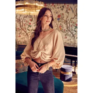 DO   BE COLLECTION Front Twist Lantern Sleeves Top