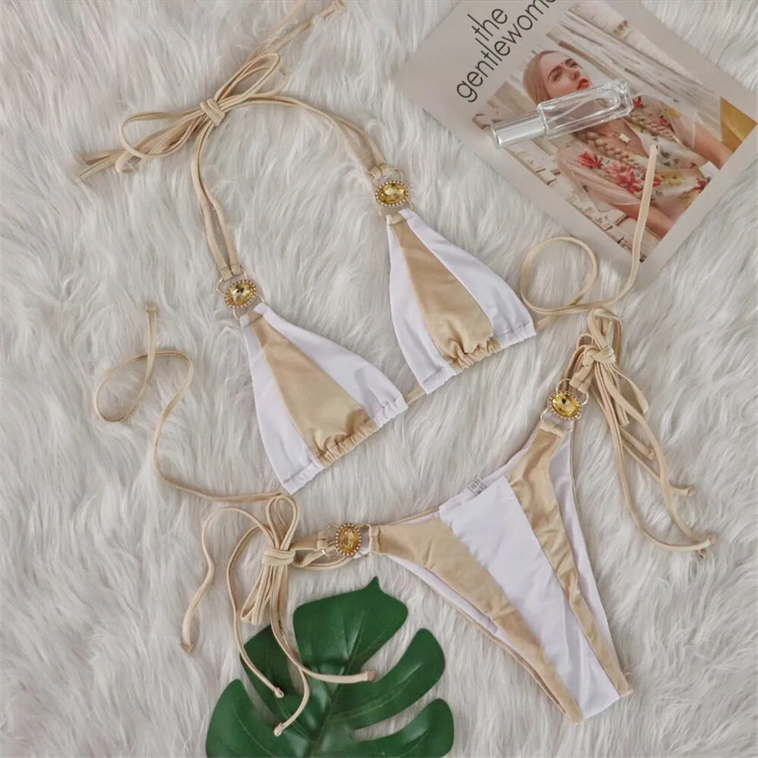 Dorothy Splicing Diamond Rhinestones Bikini
