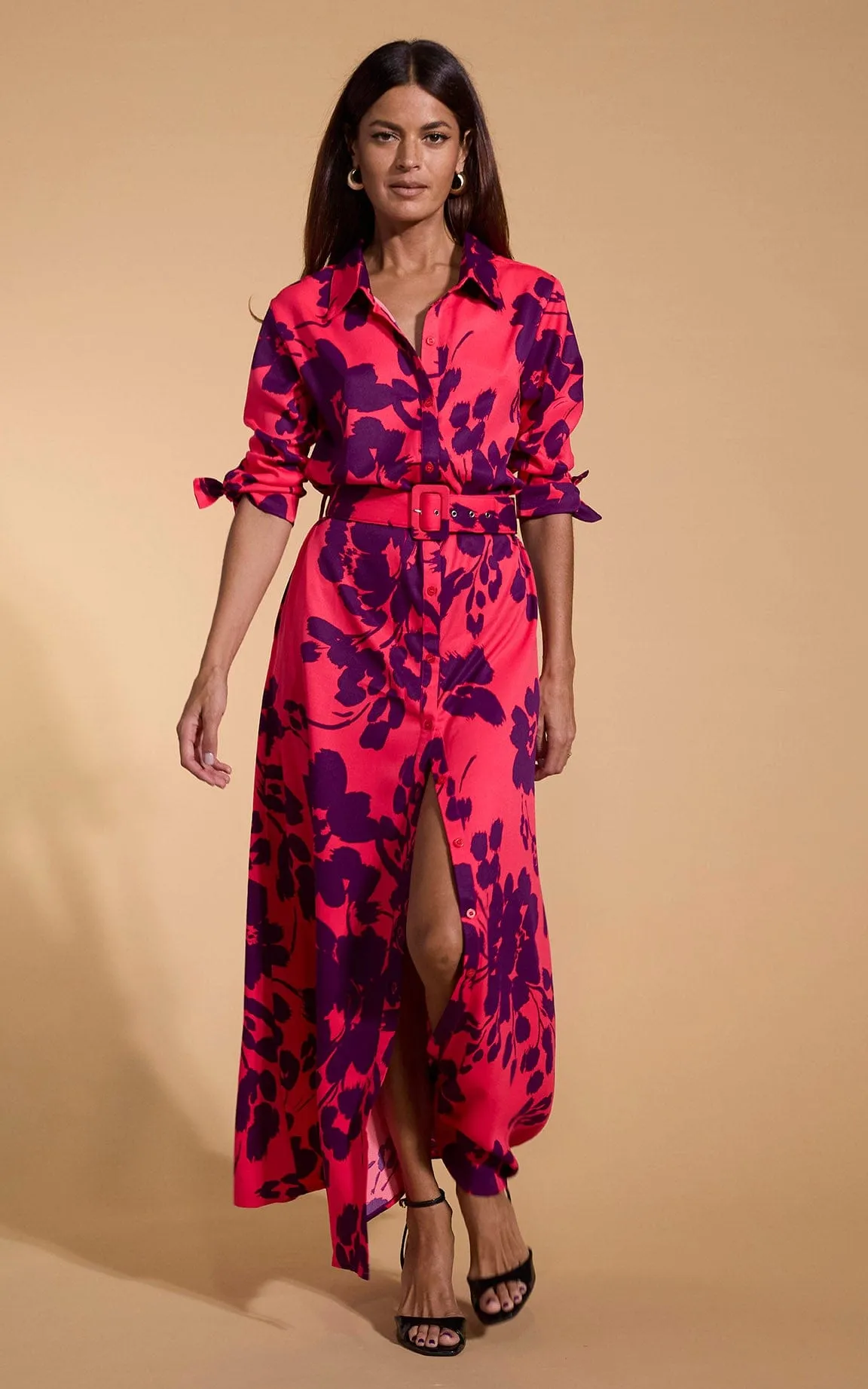 Dove Dress In Plum Floral Leopard