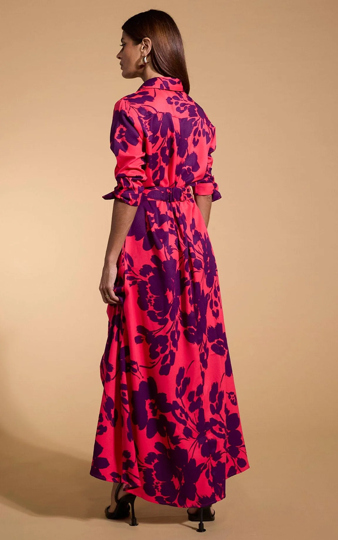 Dove Dress In Plum Floral Leopard