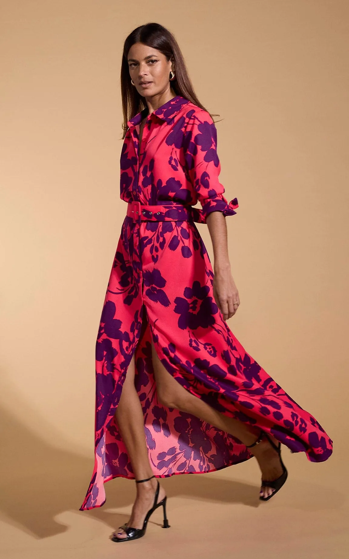 Dove Dress In Plum Floral Leopard