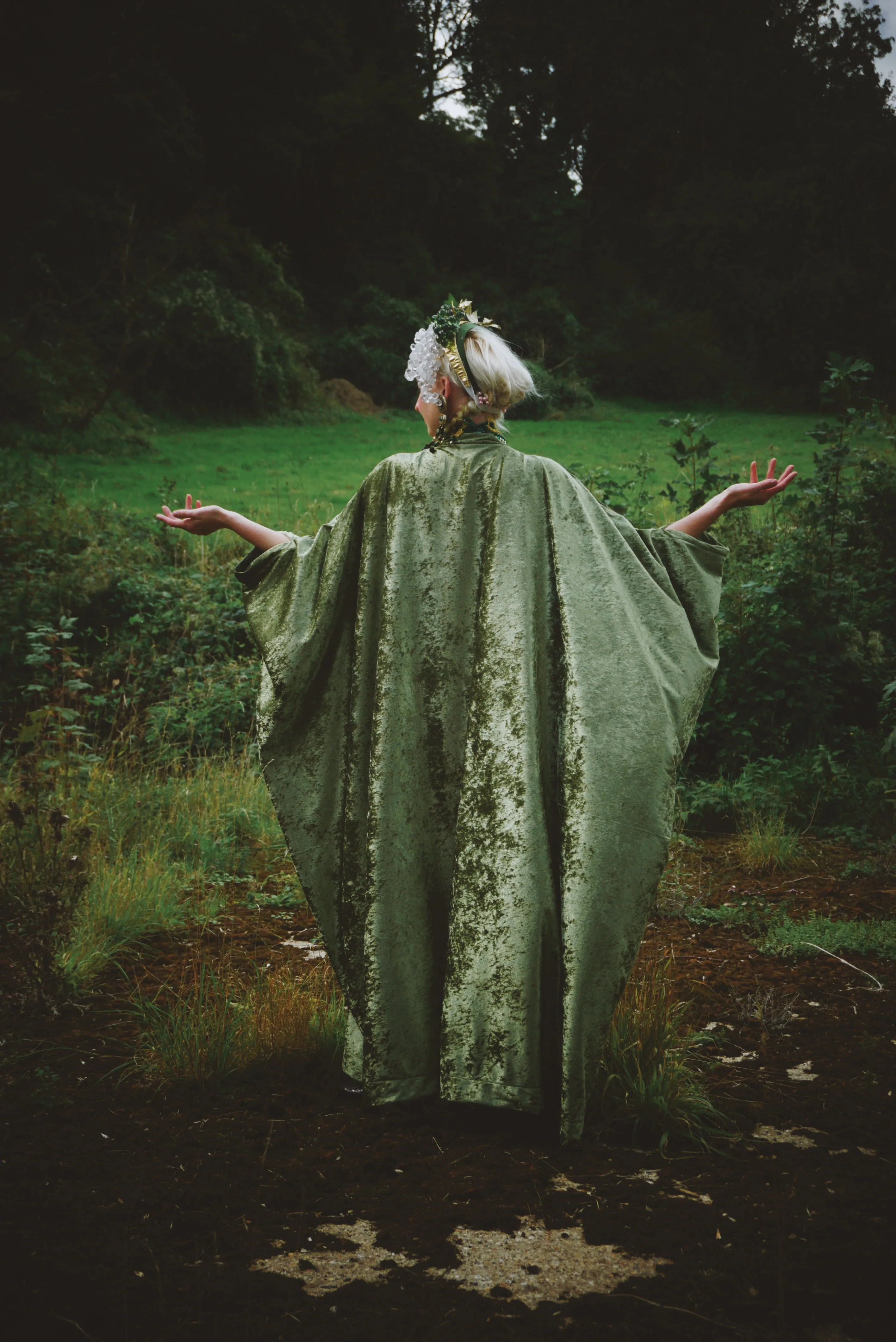 Effortless Velvet Olive Green Kaftan Gown