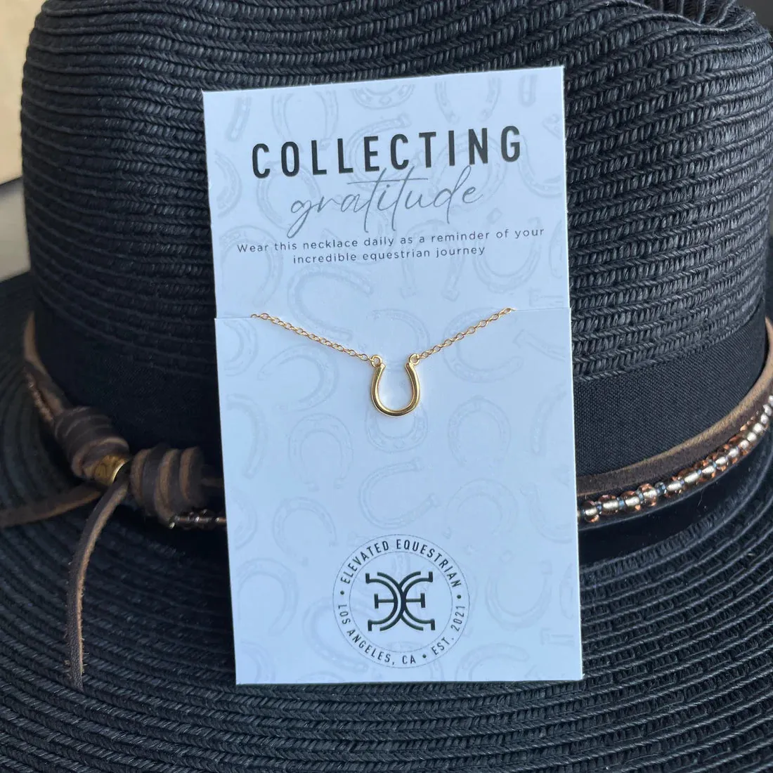 Elevated Equestrian 14K Gold Horseshoe Necklace in Gold - 16"-18"