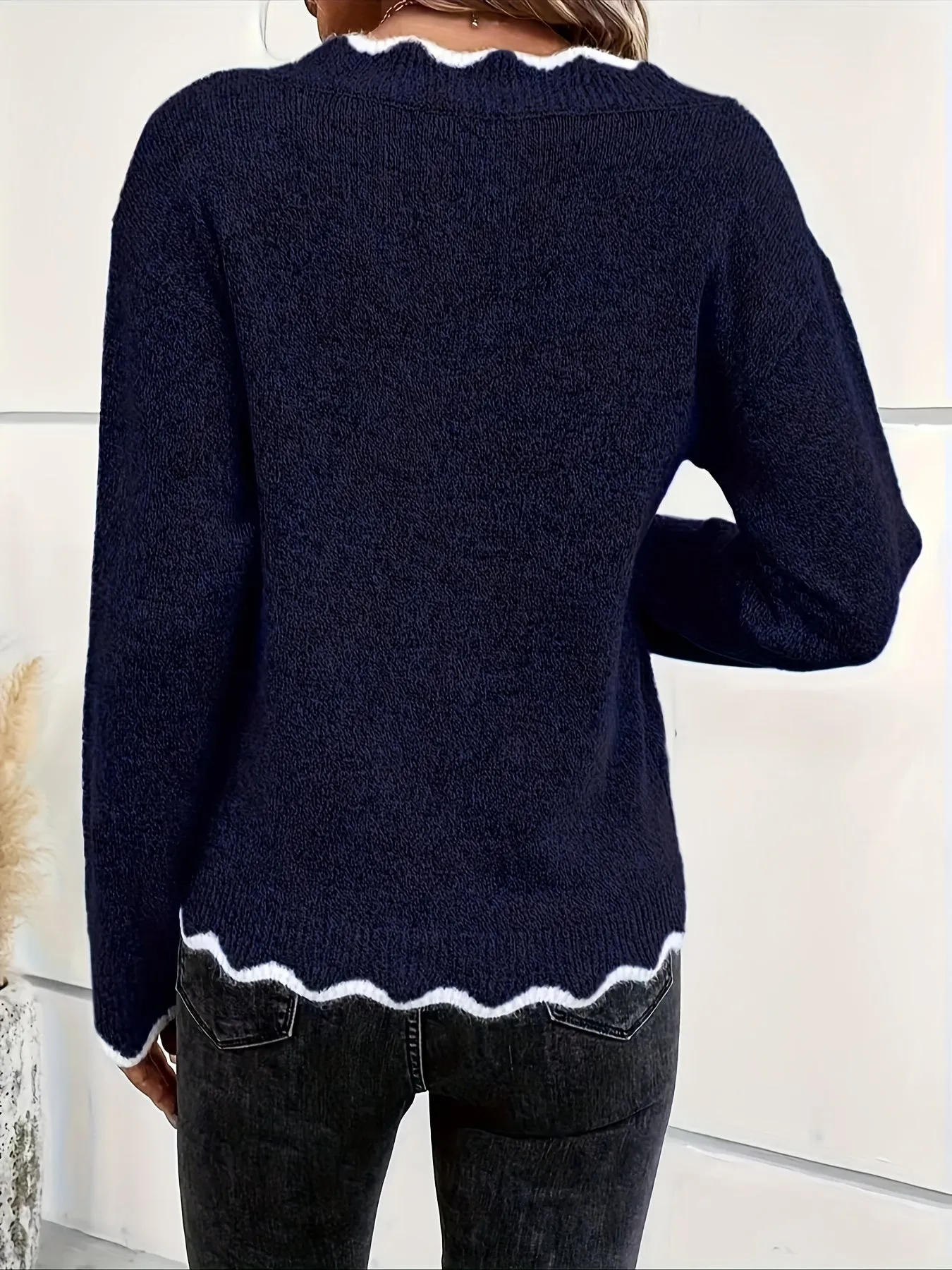 Elsie  Ruffled V-Neck Sweater
