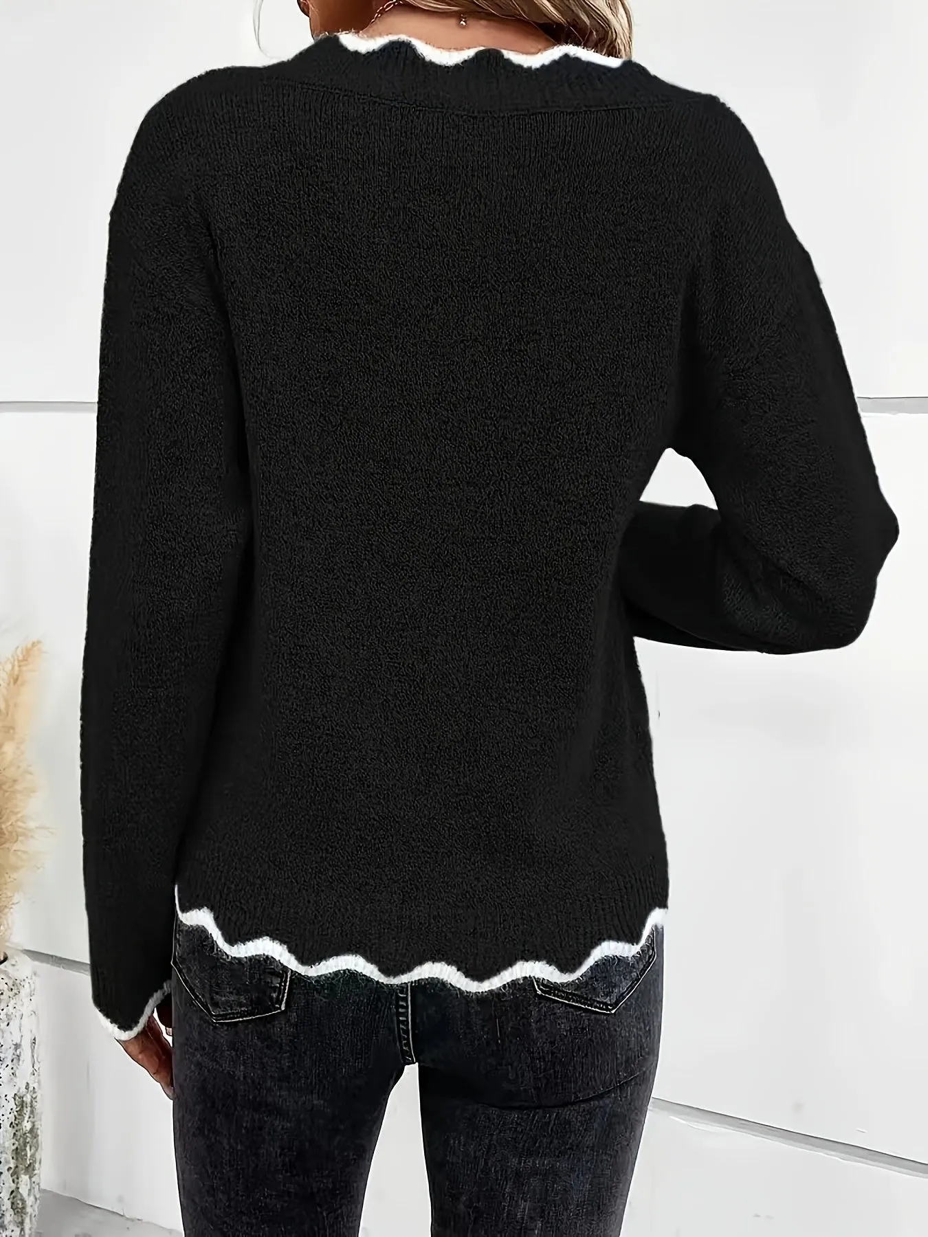 Elsie  Ruffled V-Neck Sweater
