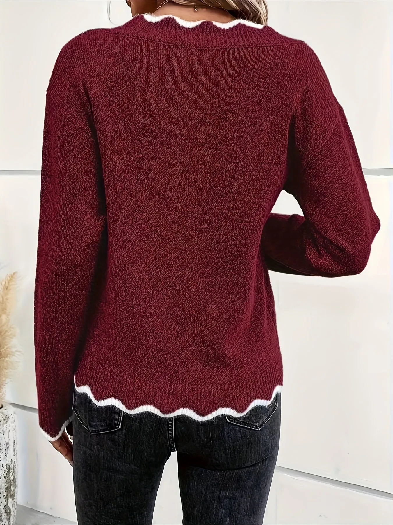Elsie  Ruffled V-Neck Sweater