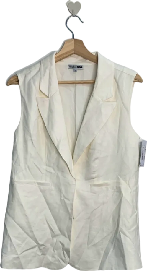 Fashion Nova White Sleeveless Blazer XS