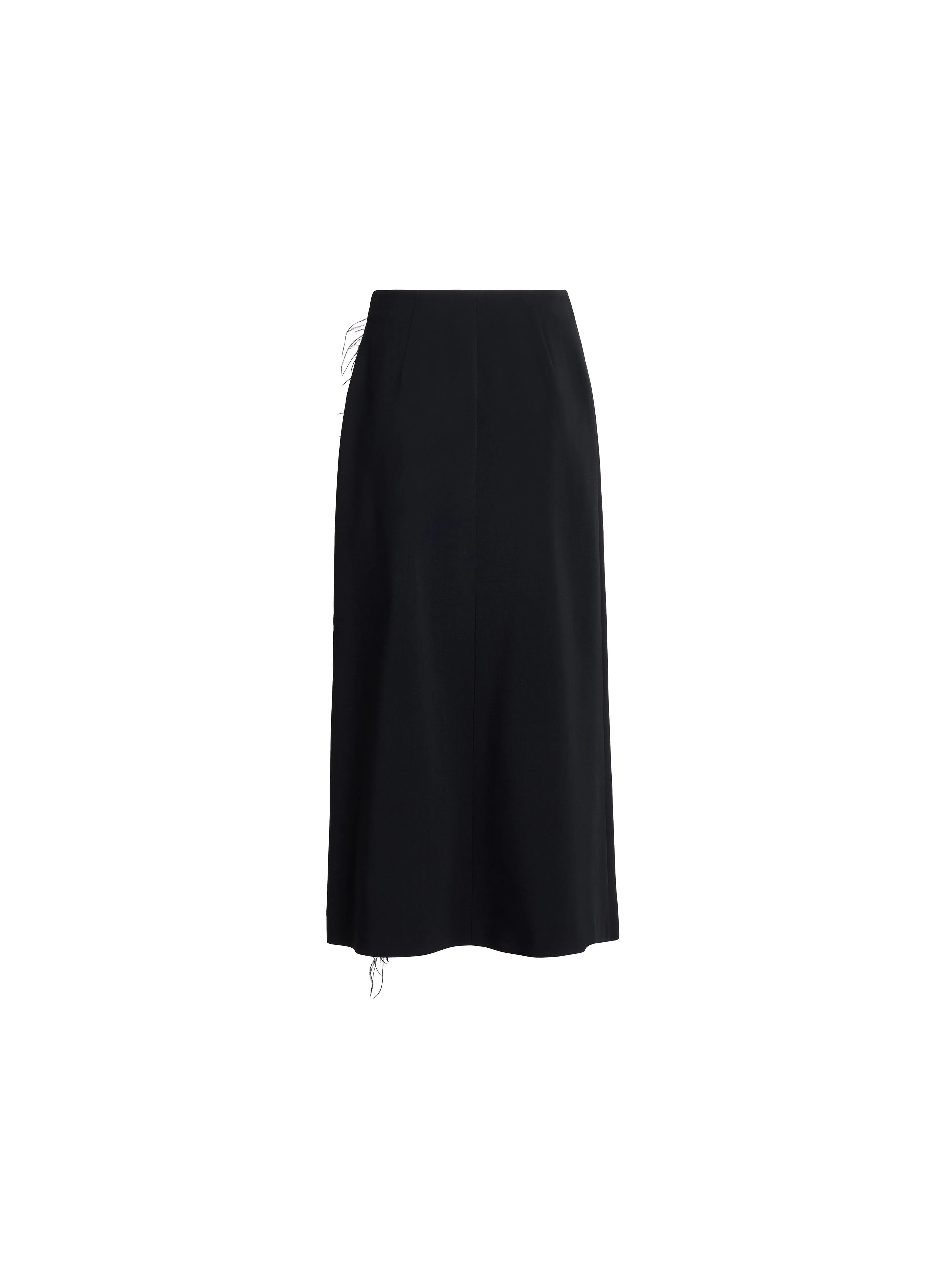 Feather Trimmed Midi Skirt
