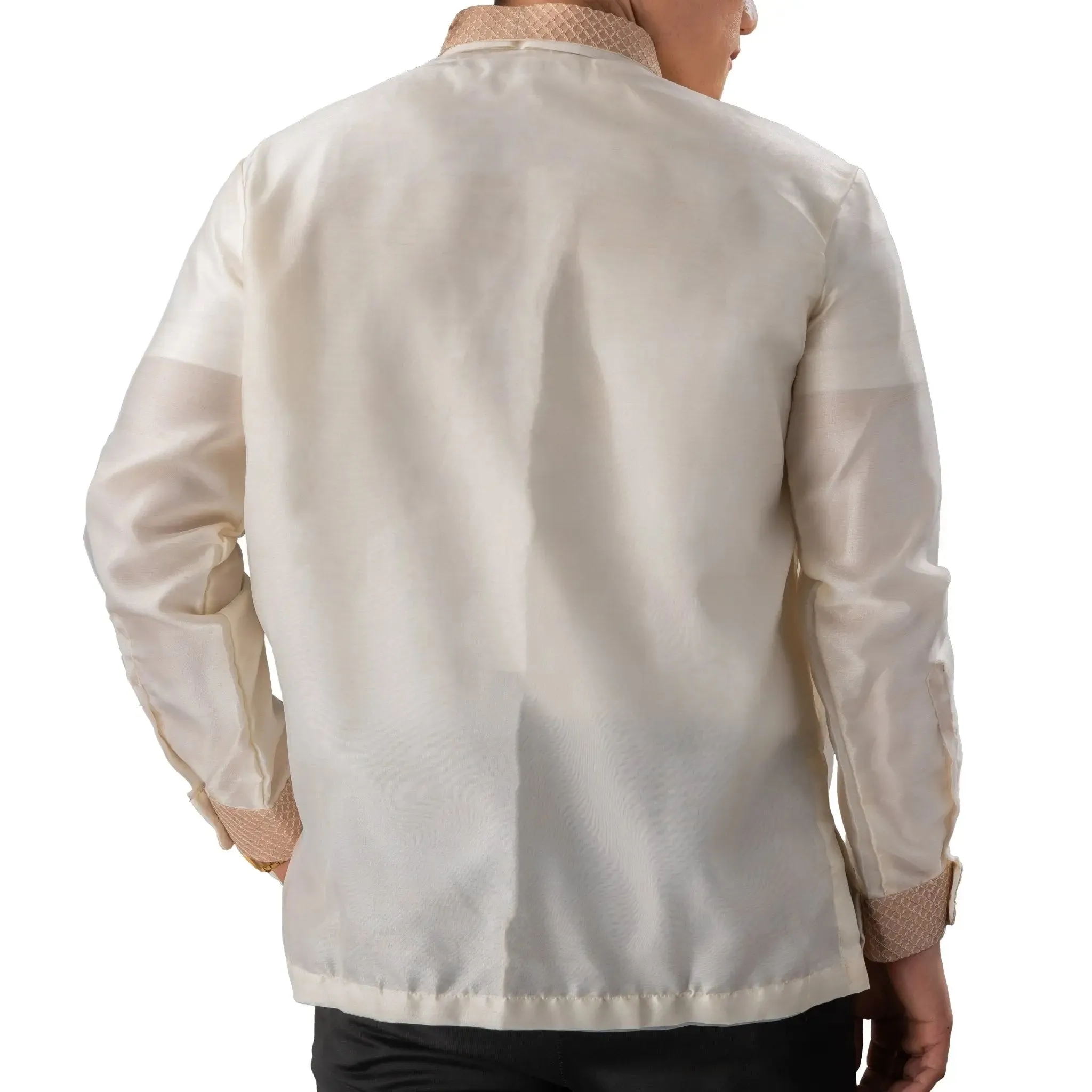 FELIX Piña Organza Men's Barong in Double Sport Collar - Cream Lining