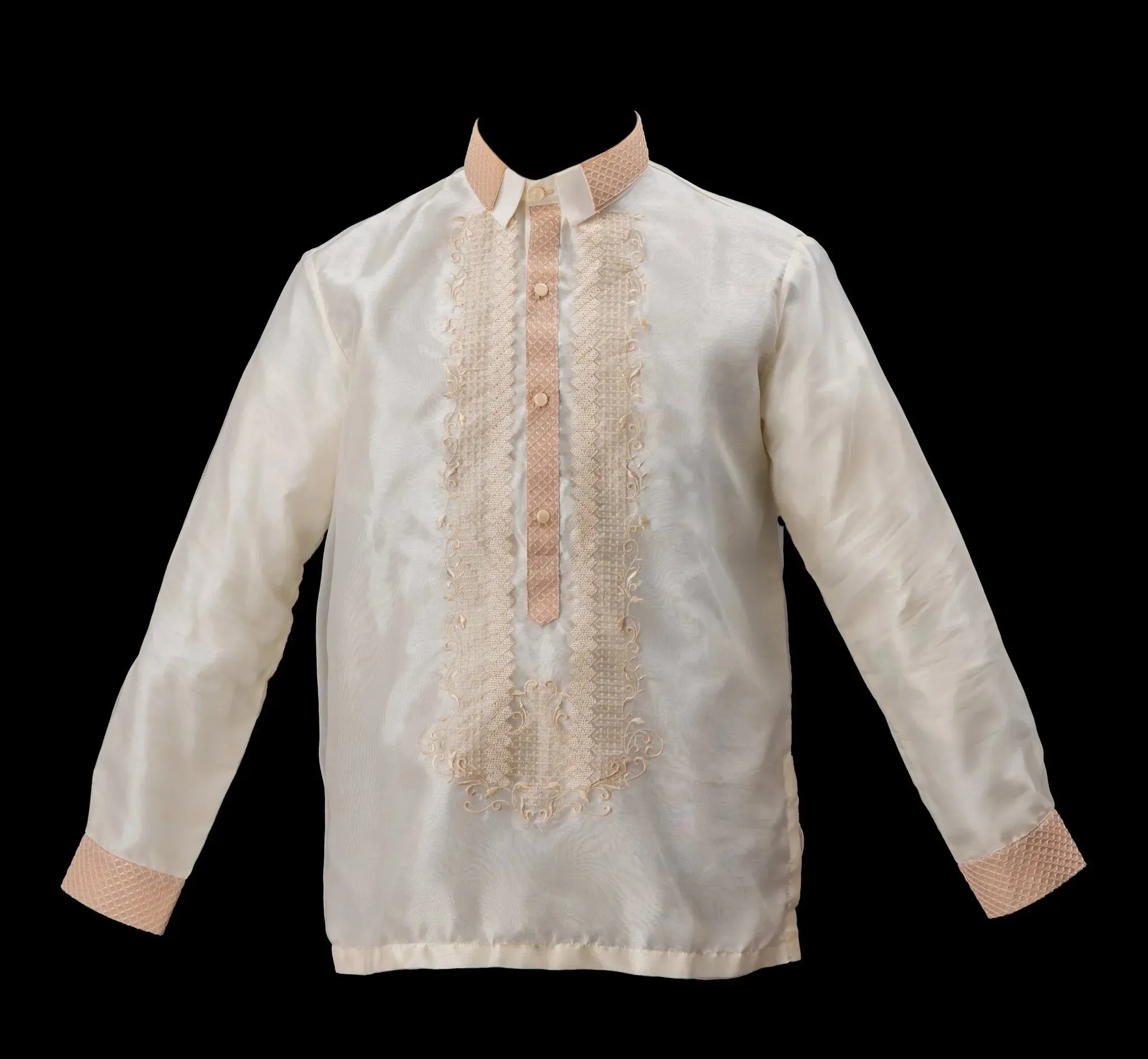 FELIX Piña Organza Men's Barong in Double Sport Collar - Cream Lining