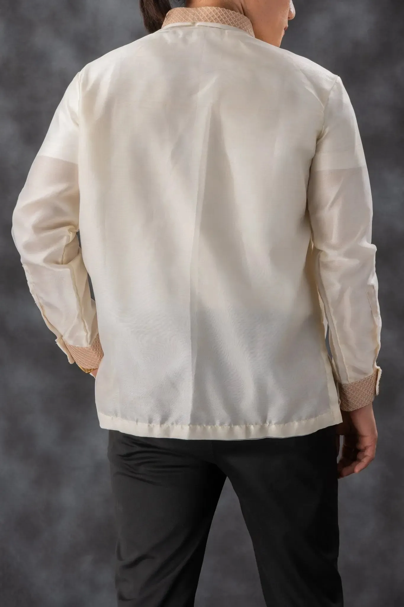 FELIX Piña Organza Men's Barong in Double Sport Collar - Cream Lining