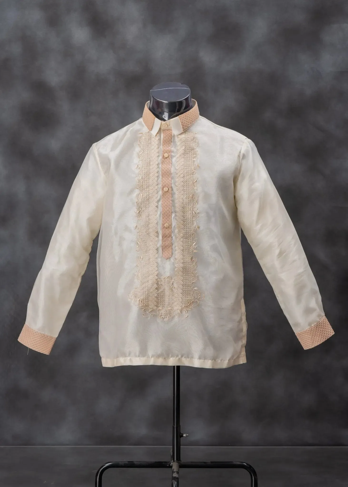 FELIX Piña Organza Men's Barong in Double Sport Collar - Cream Lining