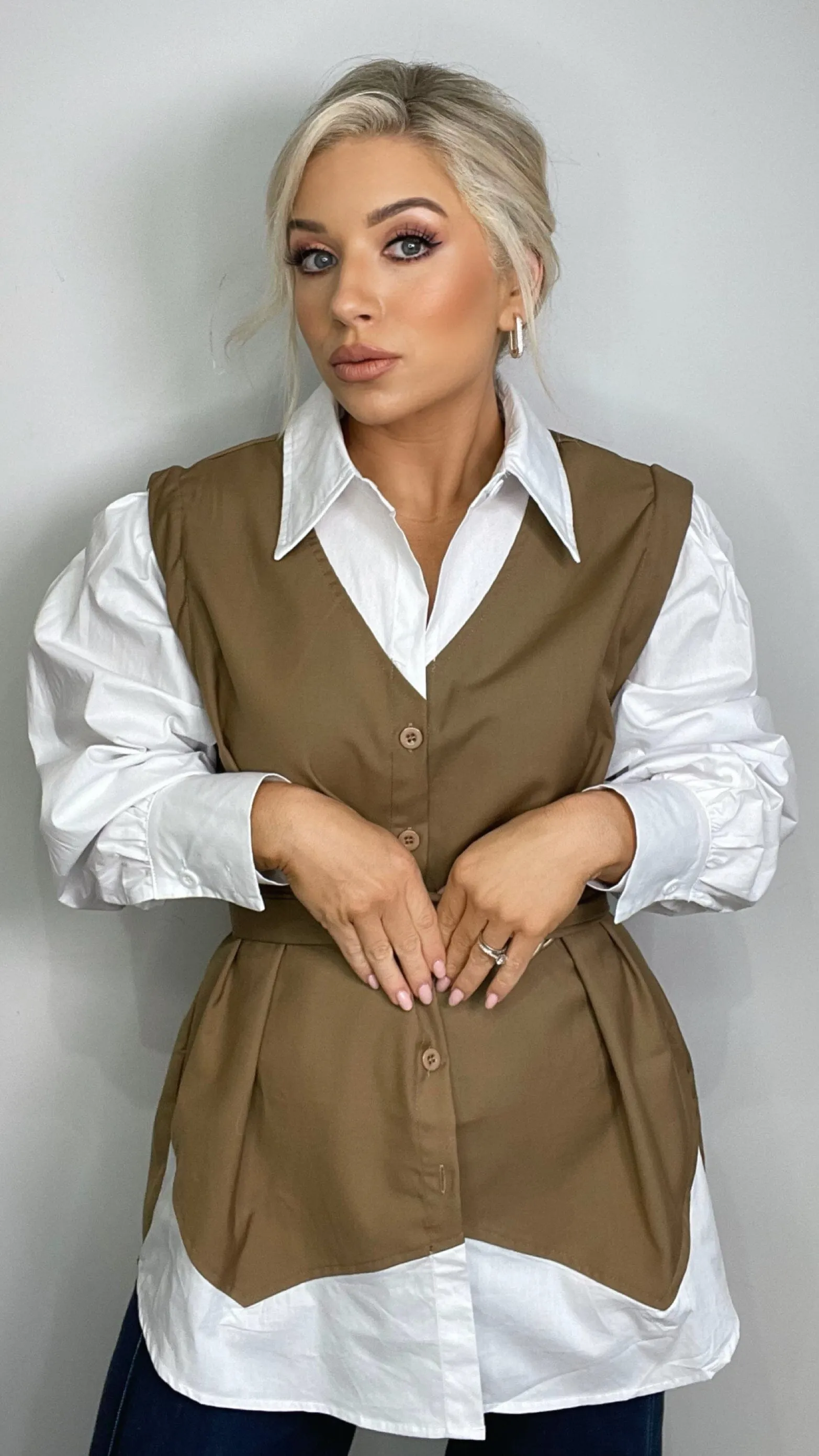 FIA COTTON BLEND SHIRT - CAMEL