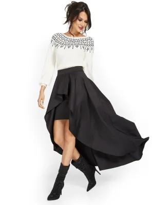 Flare High-Low Maxi Skirt
