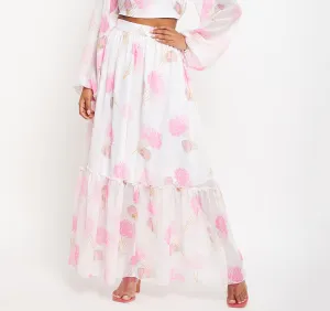 Floral Printed Maxi Flared Skirt
