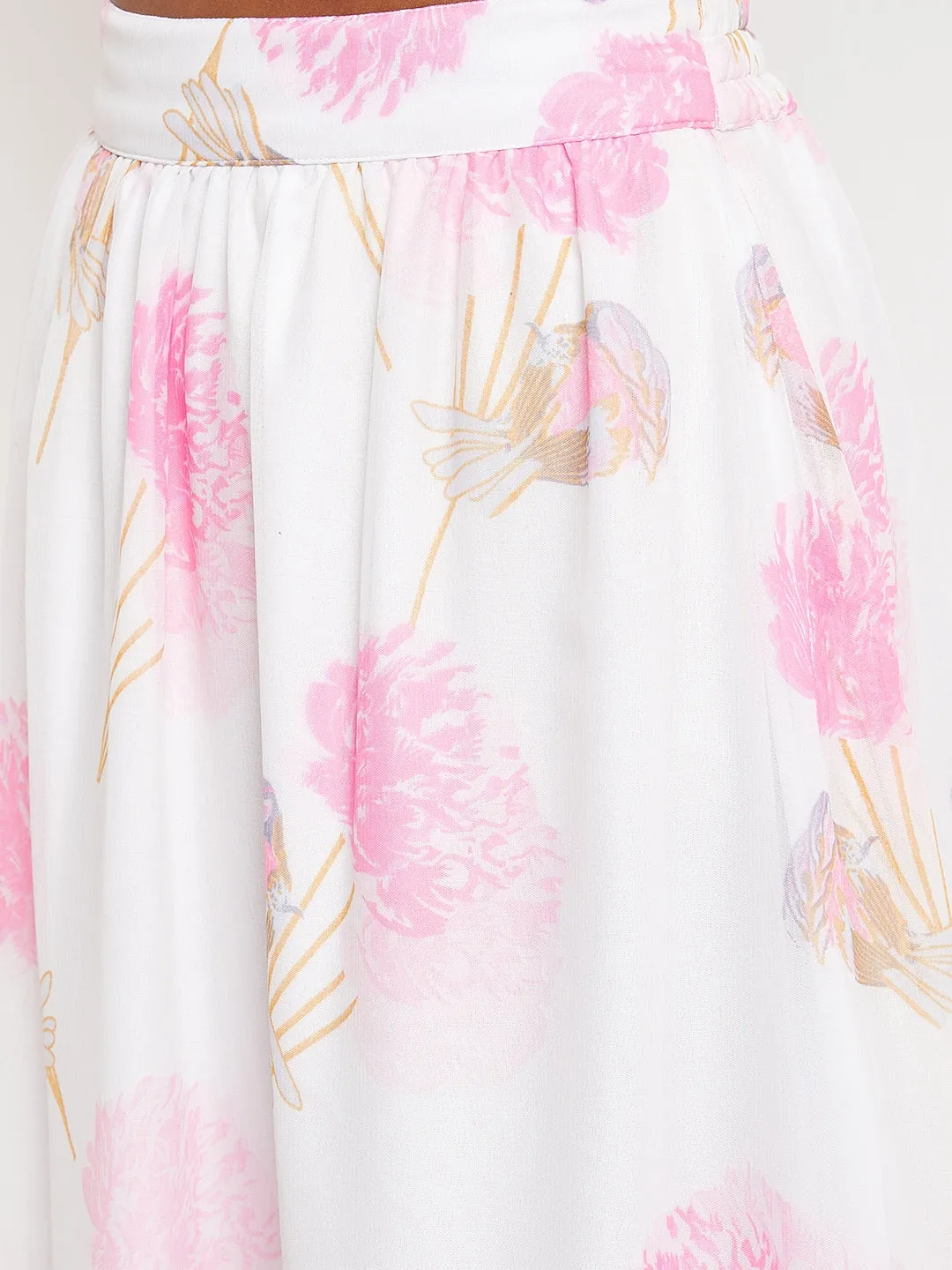 Floral Printed Maxi Flared Skirt