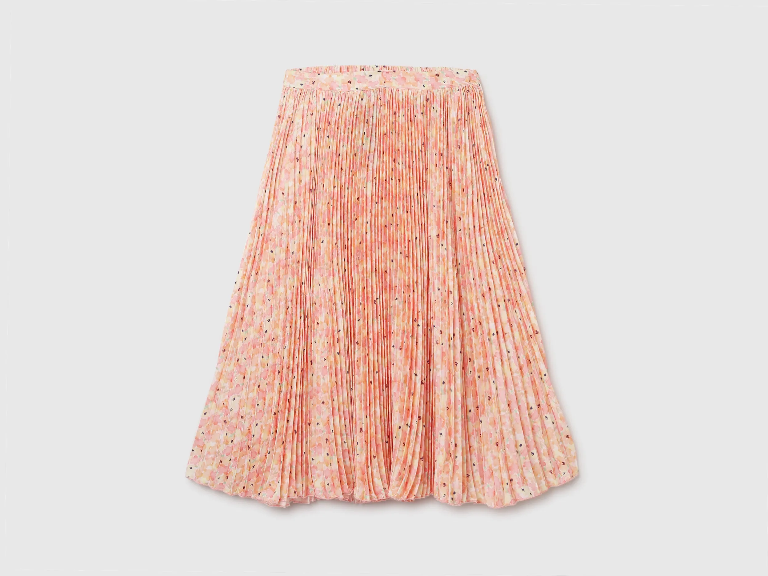 Floral Printed Pleated A-Line Midi Skirt