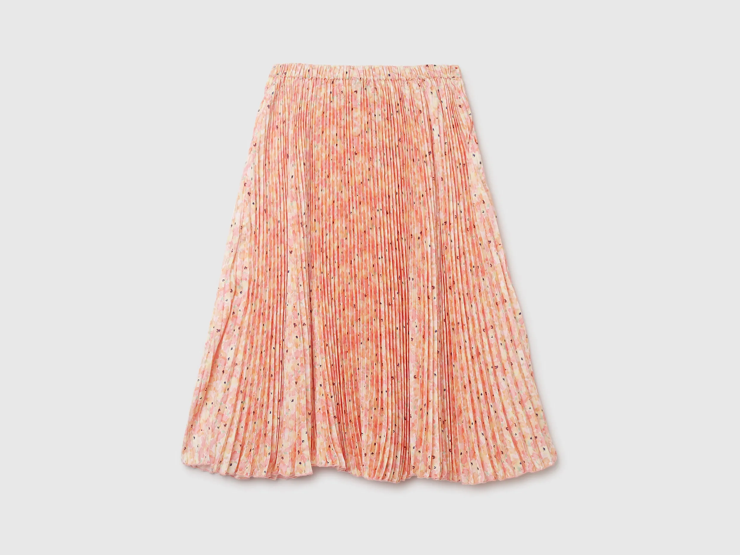 Floral Printed Pleated A-Line Midi Skirt