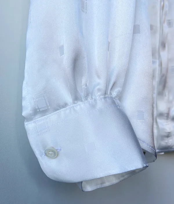 FUMIKA_UCHIDA/GEOMETRIC PATTERN HIGH-NECK SHIRT(WHITE)