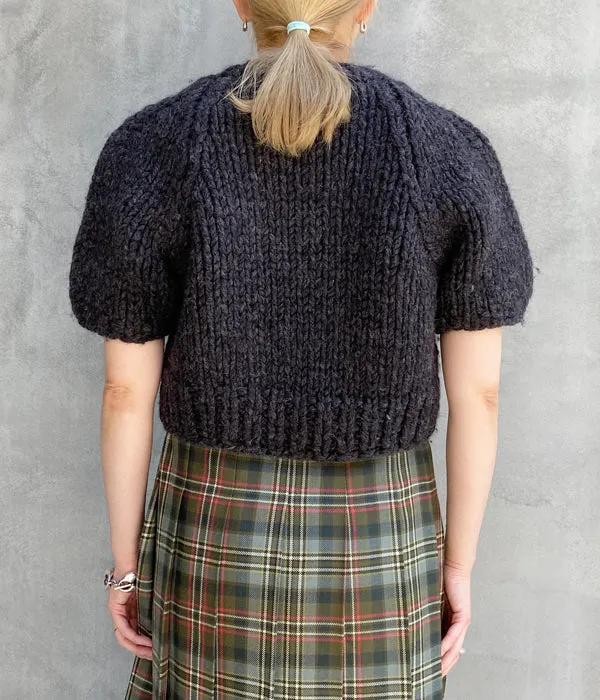 FUMIKA_UCHIDA/HAND KNITTED SHORT SLEEVE SWEATER(CHARCOAL)
