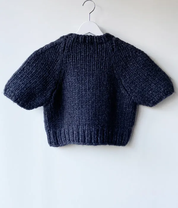 FUMIKA_UCHIDA/HAND KNITTED SHORT SLEEVE SWEATER(CHARCOAL)