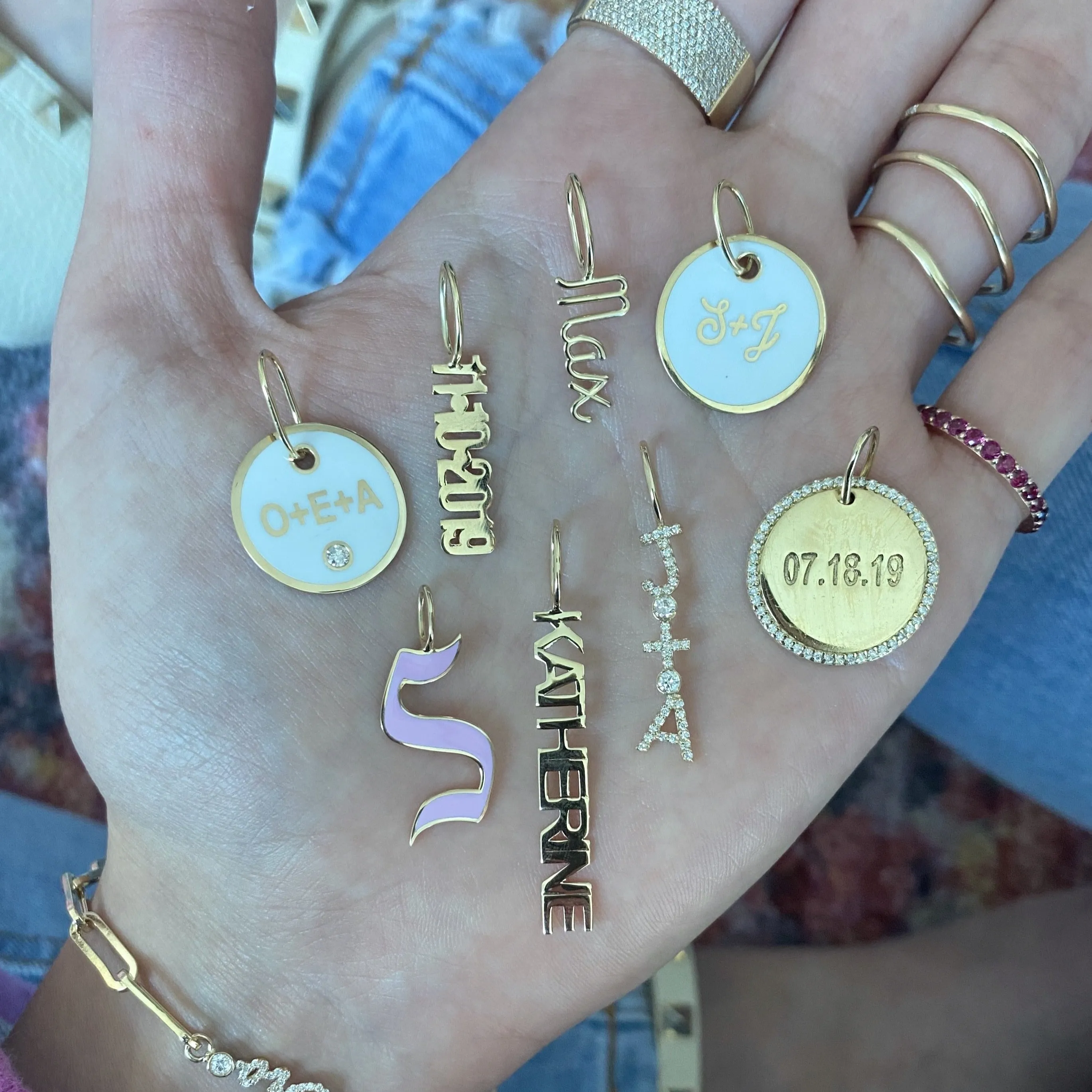 Gold Solid Name Charm