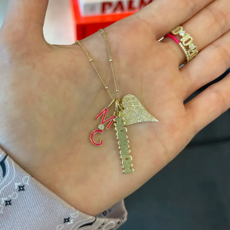 Gold Solid Name Charm