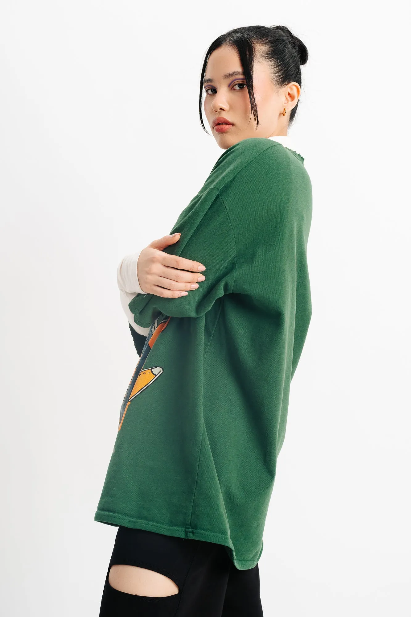 Green Graphic Long Sleeve T-Shirt