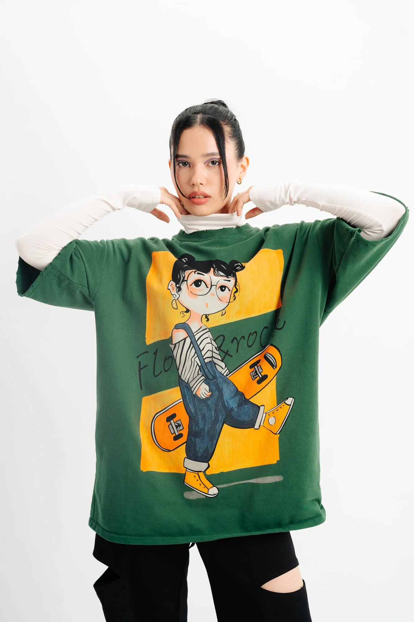 Green Graphic Long Sleeve T-Shirt