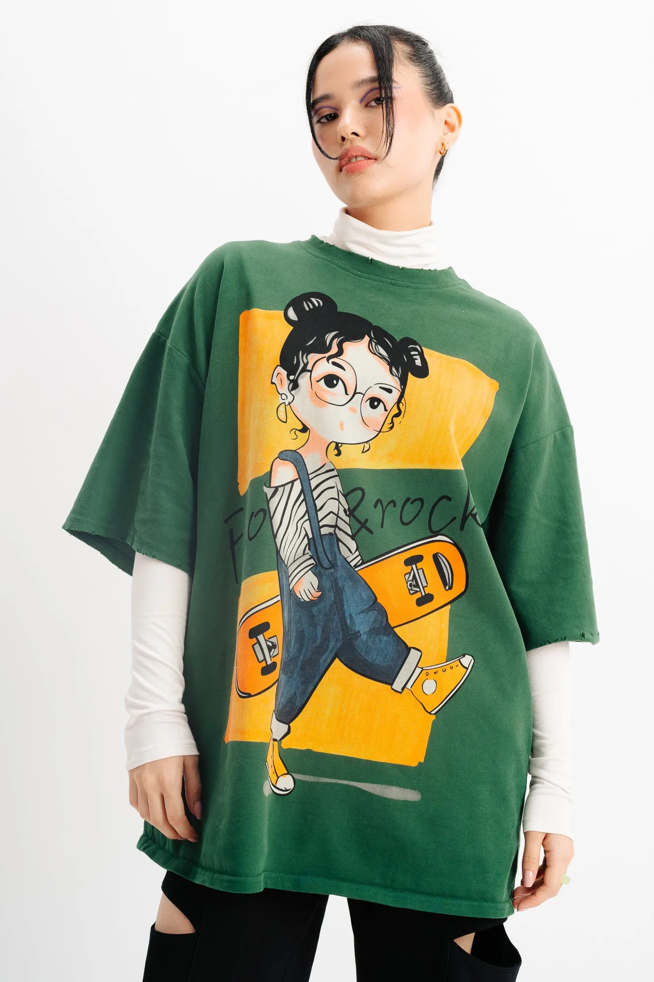 Green Graphic Long Sleeve T-Shirt