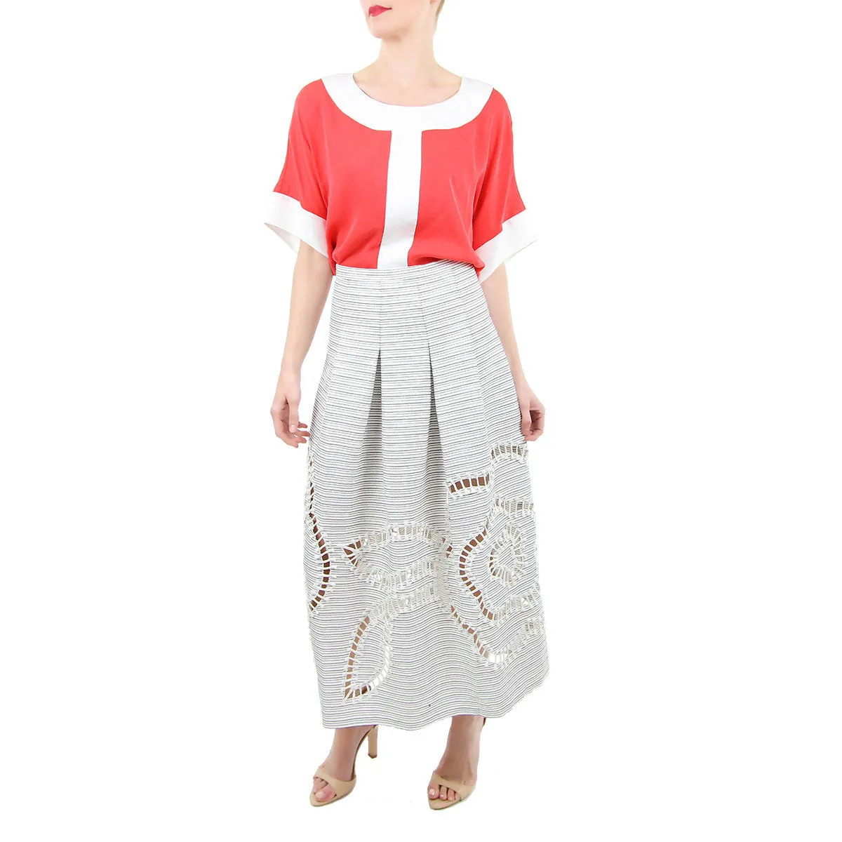 Hadley Tunic in Coral and White