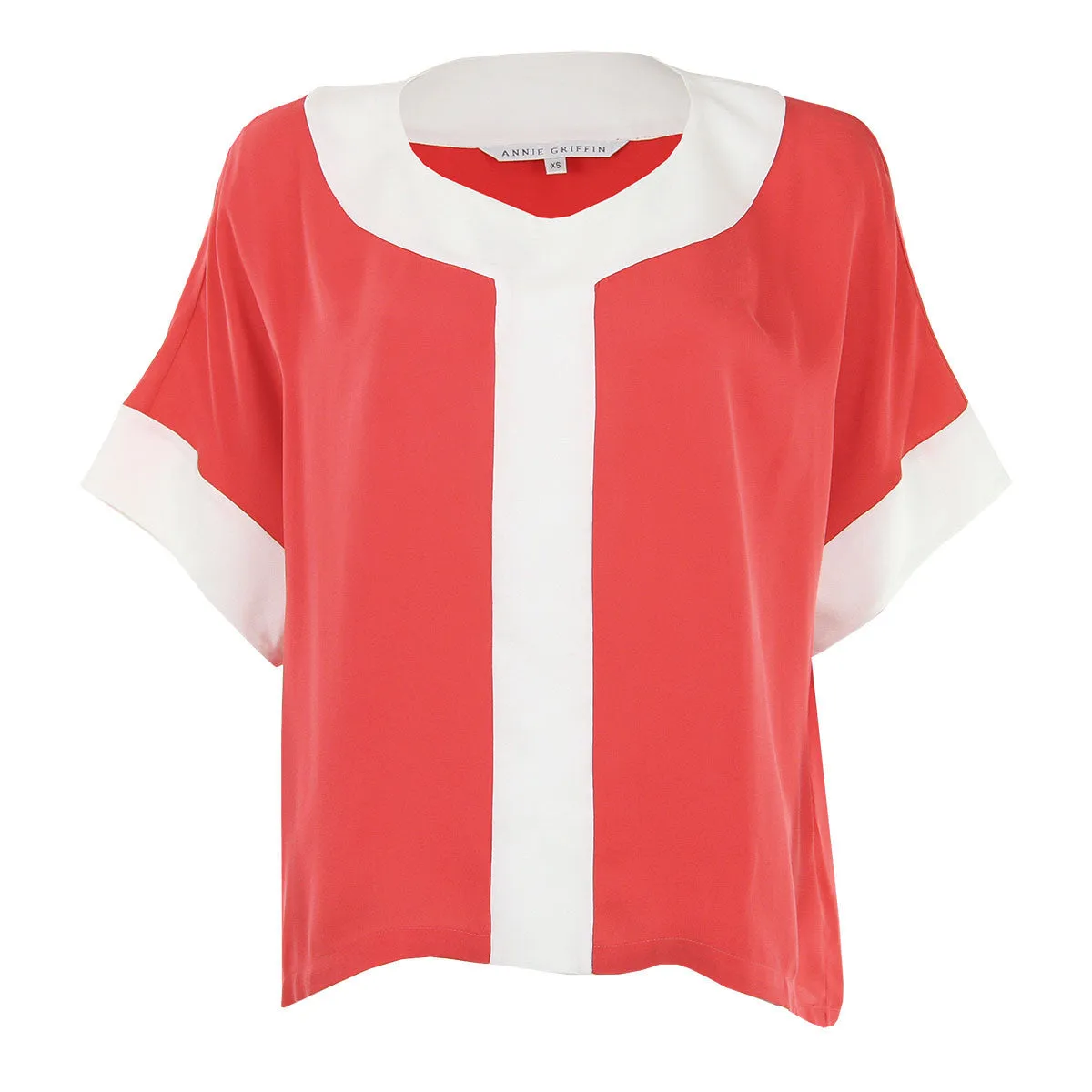 Hadley Tunic in Coral and White