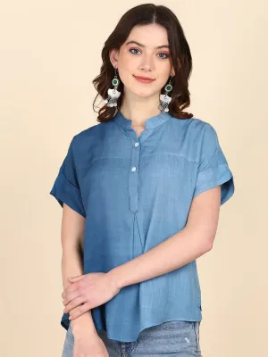 Half Sleeves Ombre Dyed Fitted Rayon Top