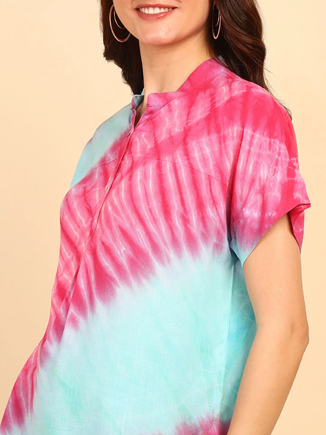 Hand Tie Dyed Sea Green Top for Women