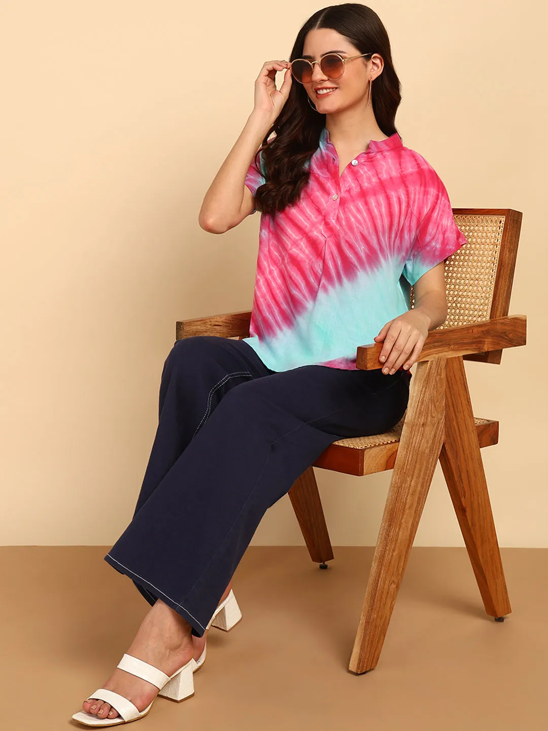 Hand Tie Dyed Sea Green Top for Women