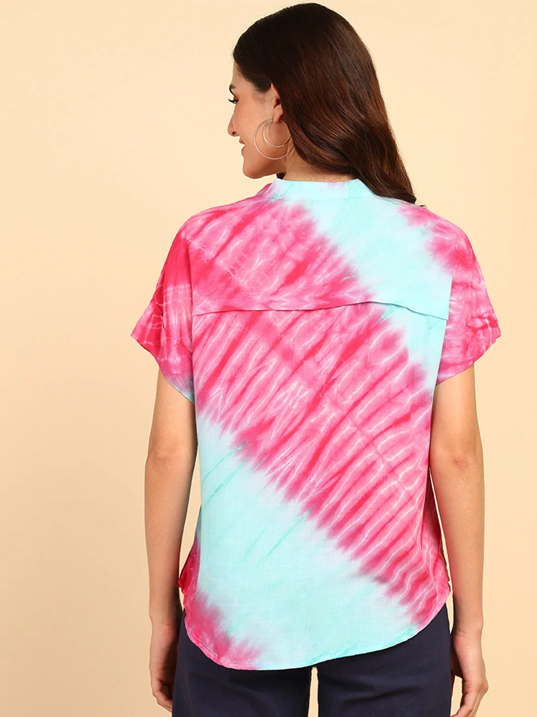 Hand Tie Dyed Sea Green Top for Women