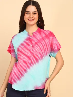 Hand Tie Dyed Sea Green Top for Women