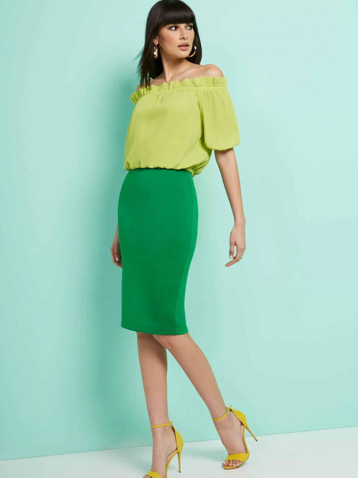 High-Waisted Pull-On Skirt