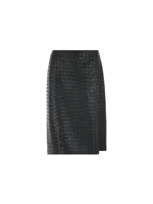 Intrecciato Leather Skirt