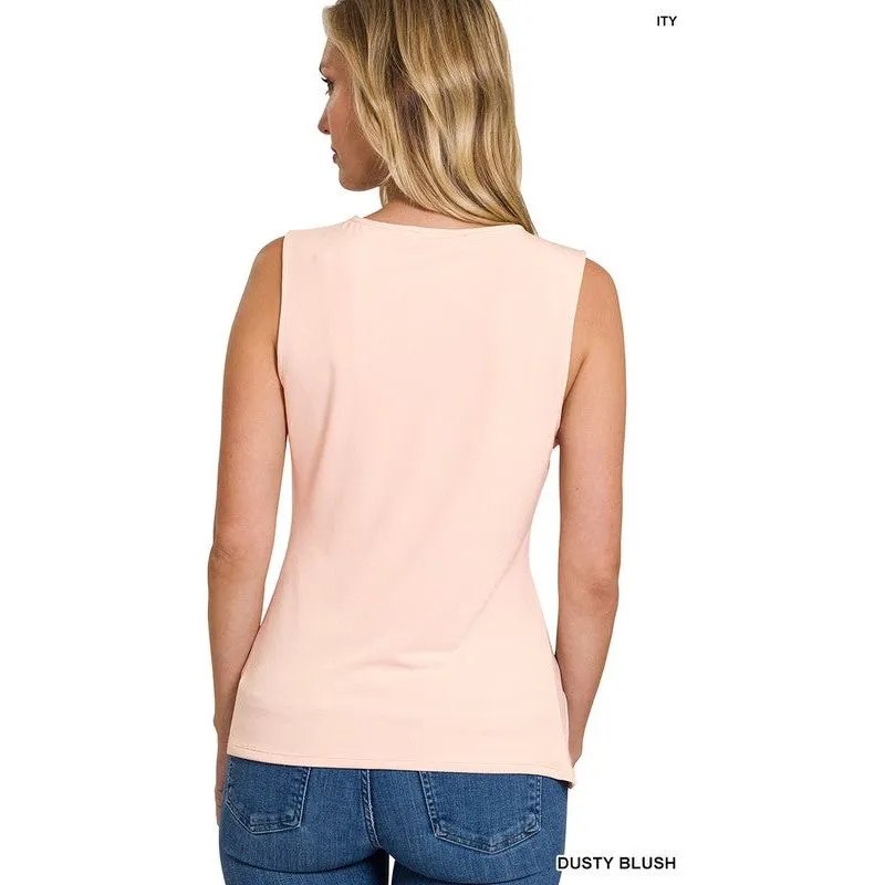 ITY KNOT-FRONT SLEEVELESS TOP