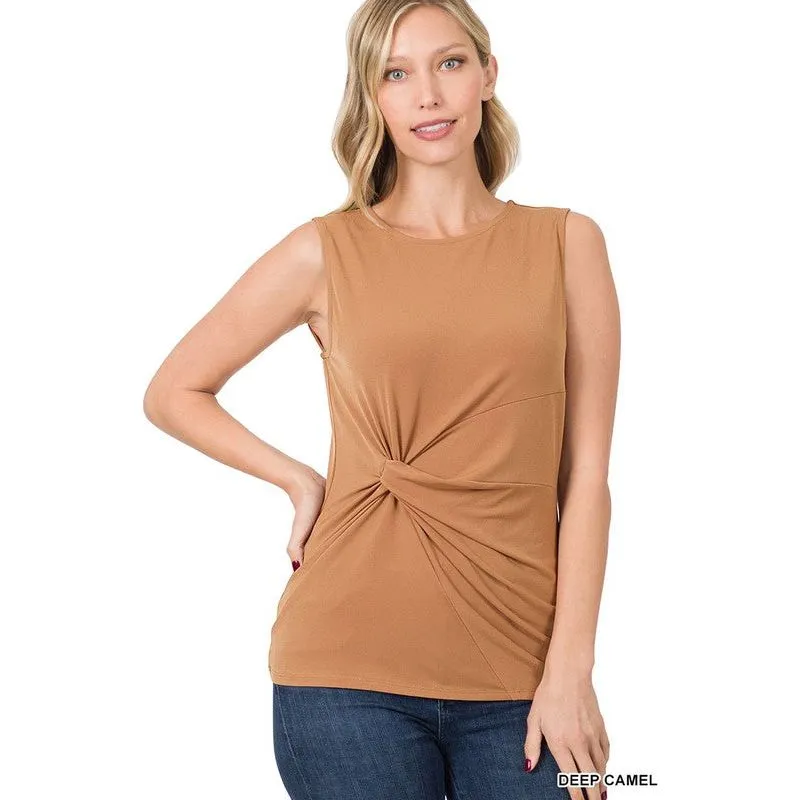 ITY KNOT-FRONT SLEEVELESS TOP
