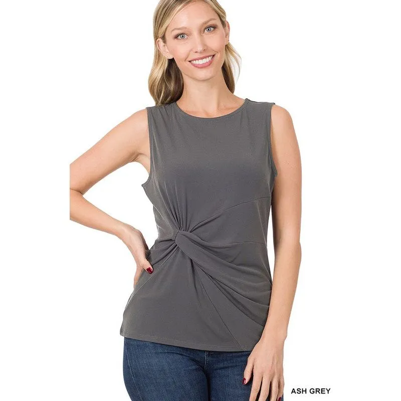 ITY KNOT-FRONT SLEEVELESS TOP